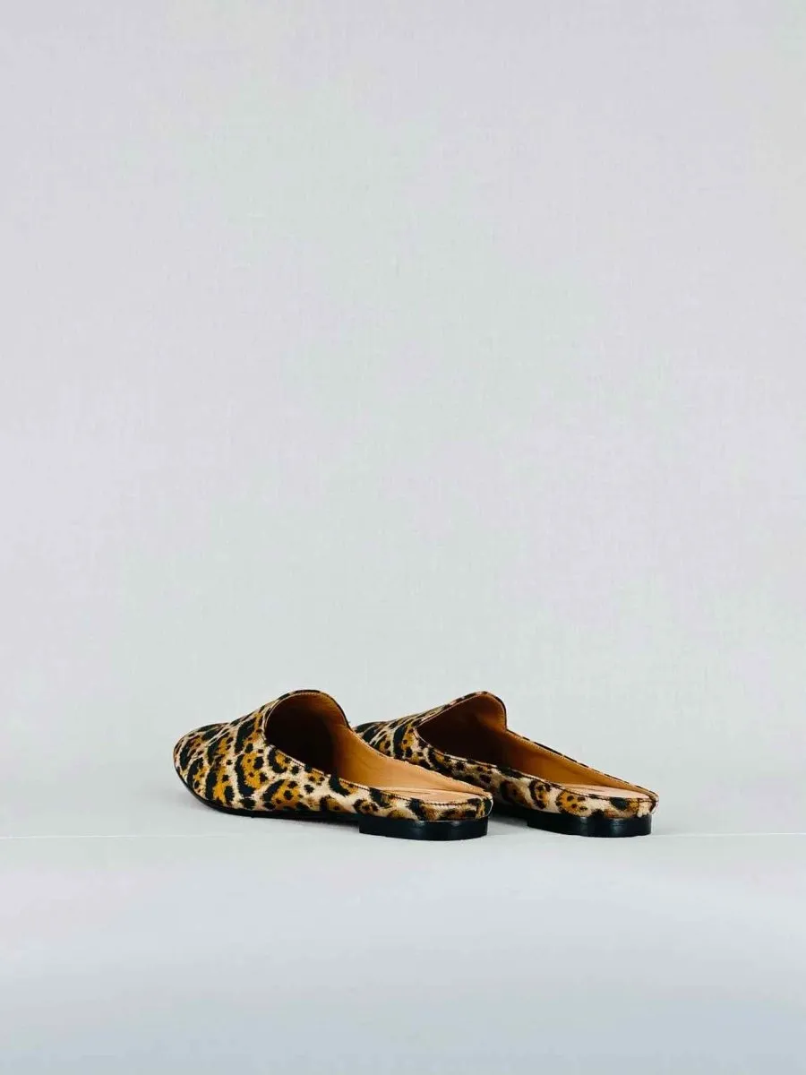 AQUAZZURA Brown & Beige Leopard Print Flat Shoes 39.5