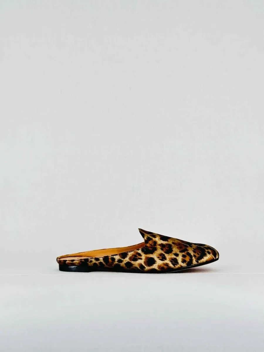 AQUAZZURA Brown & Beige Leopard Print Flat Shoes 39.5
