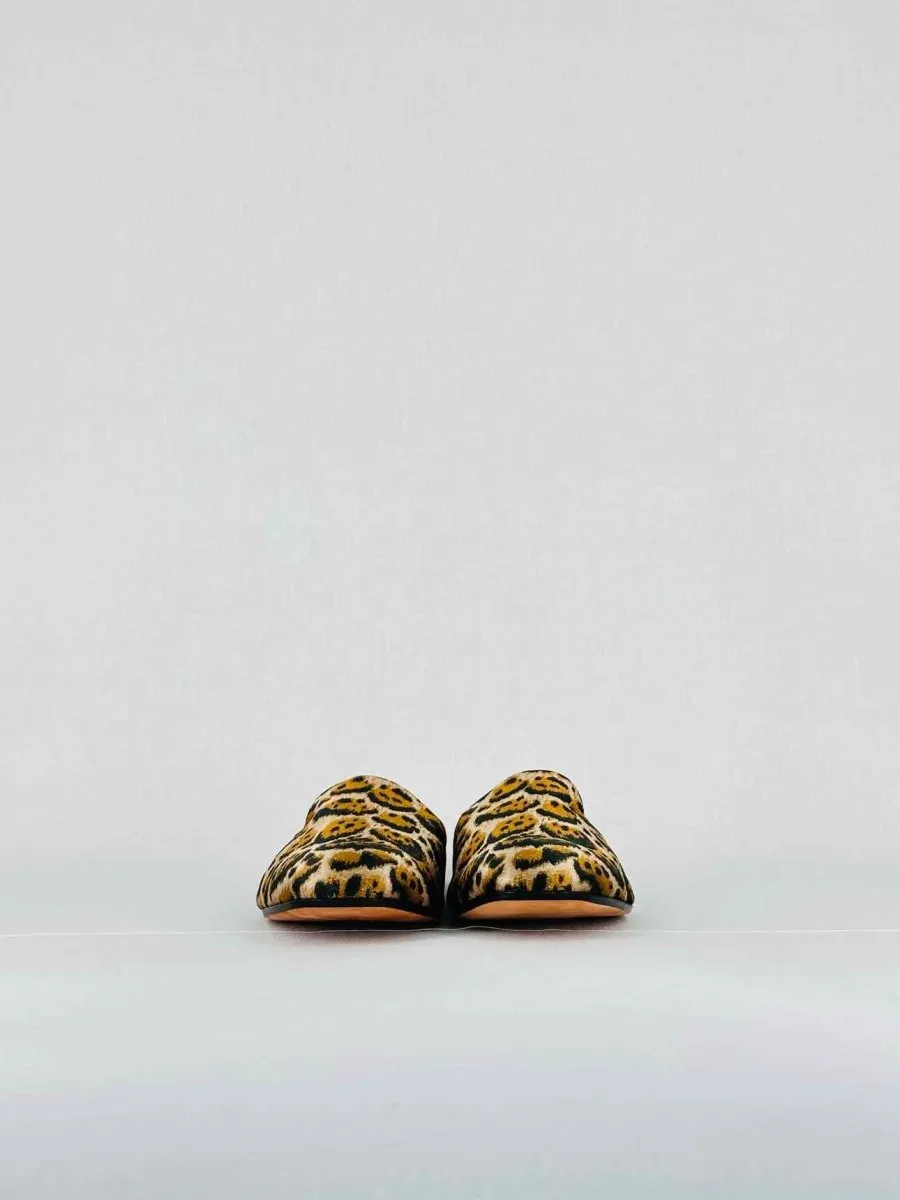 AQUAZZURA Brown & Beige Leopard Print Flat Shoes 39.5