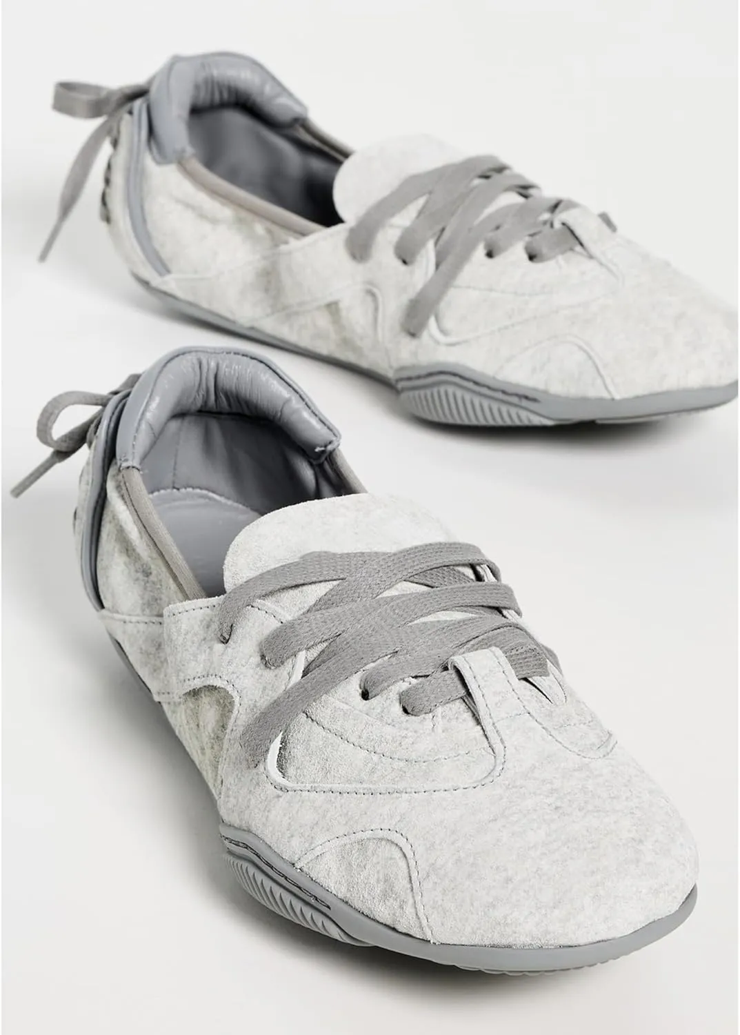 Arqa Women's Lace-up Fashion Ballerina Sneakers Decorative Lacing Back Dressy Ballet Flat Sneakers Comfortable Outgoing Tennis Walking Casual Shoes