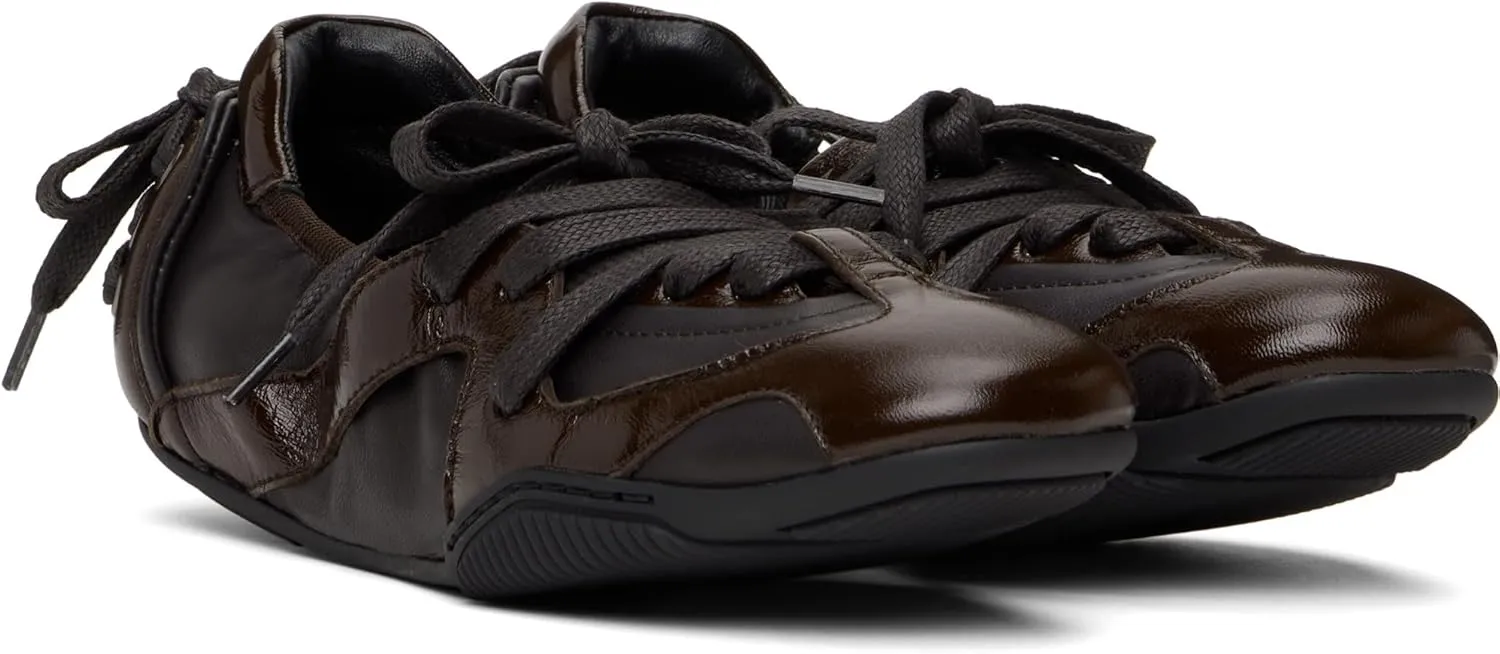 Arqa Women's Lace-up Fashion Ballerina Sneakers Decorative Lacing Back Dressy Ballet Flat Sneakers Comfortable Outgoing Tennis Walking Casual Shoes