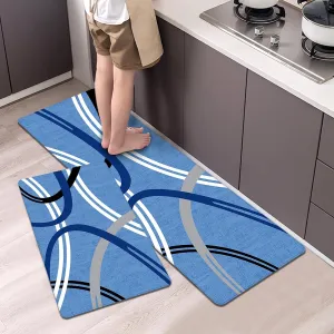 Artnice Kitchen Mats Sets of 2, Non Slip Cushioned Anti Fatigue Kitchen Rugs, Ergonomic Comfort Floor Mat, Waterproof Standing Mat for Home, Sink, Office, Laundry, 17.3"x30" 17.3"x47.2", Blue