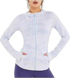AYGJKIE Women Sun Protection Clothing Uv Protection Running Breathable SPF Jacket Slim Pressure Sun Block (Color : Blue White, Size : Small)