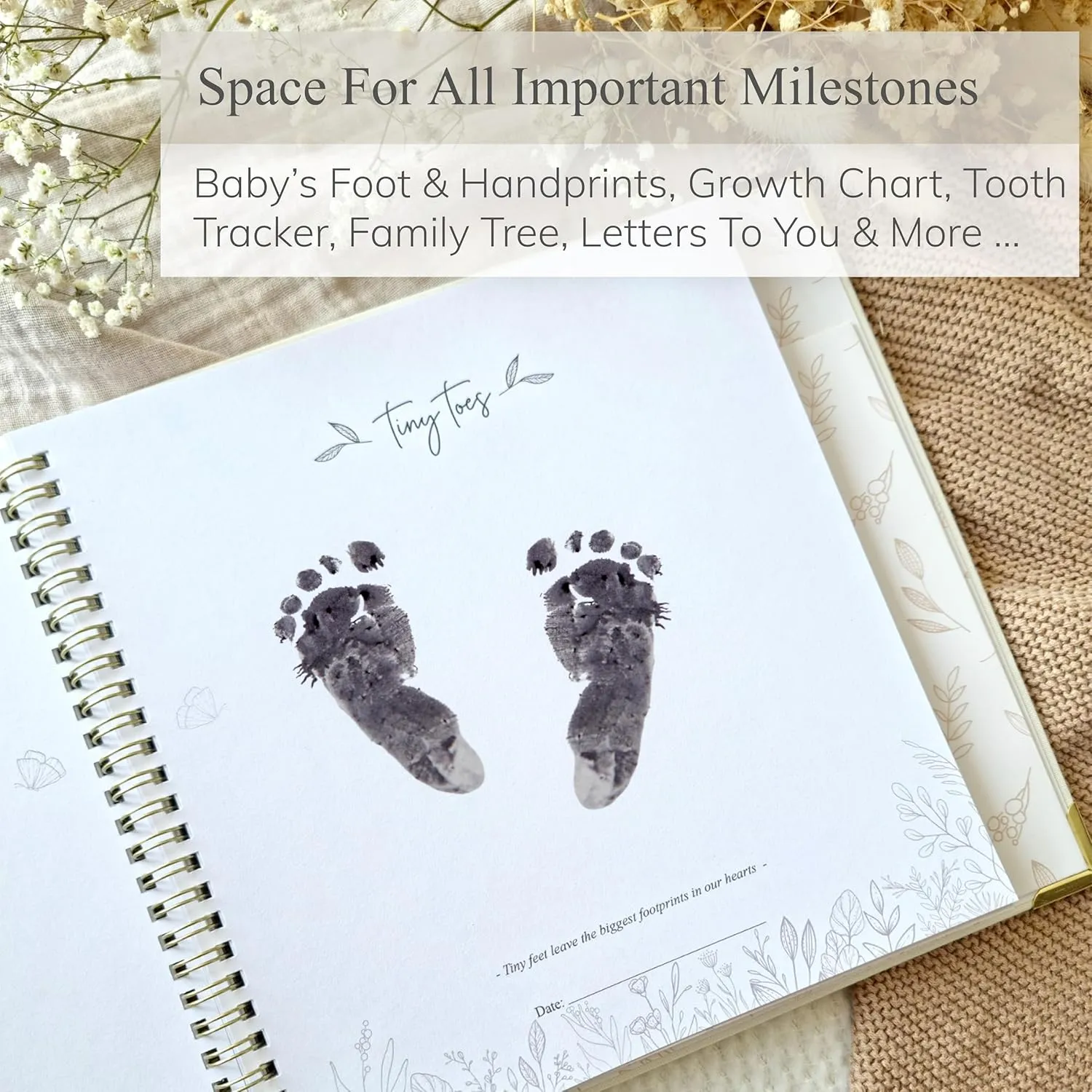Baby Book Keepsake Boy or Girl Timeless Baby Memory Book First 5 Years for Baby Shower Gender Neutral Baby Scrapbook New Mom Gift Baby Journal from Birth to Age 5 Milestone Book Beige