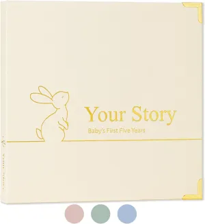 Baby Book Keepsake Boy or Girl Timeless Baby Memory Book First 5 Years for Baby Shower Gender Neutral Baby Scrapbook New Mom Gift Baby Journal from Birth to Age 5 Milestone Book Beige
