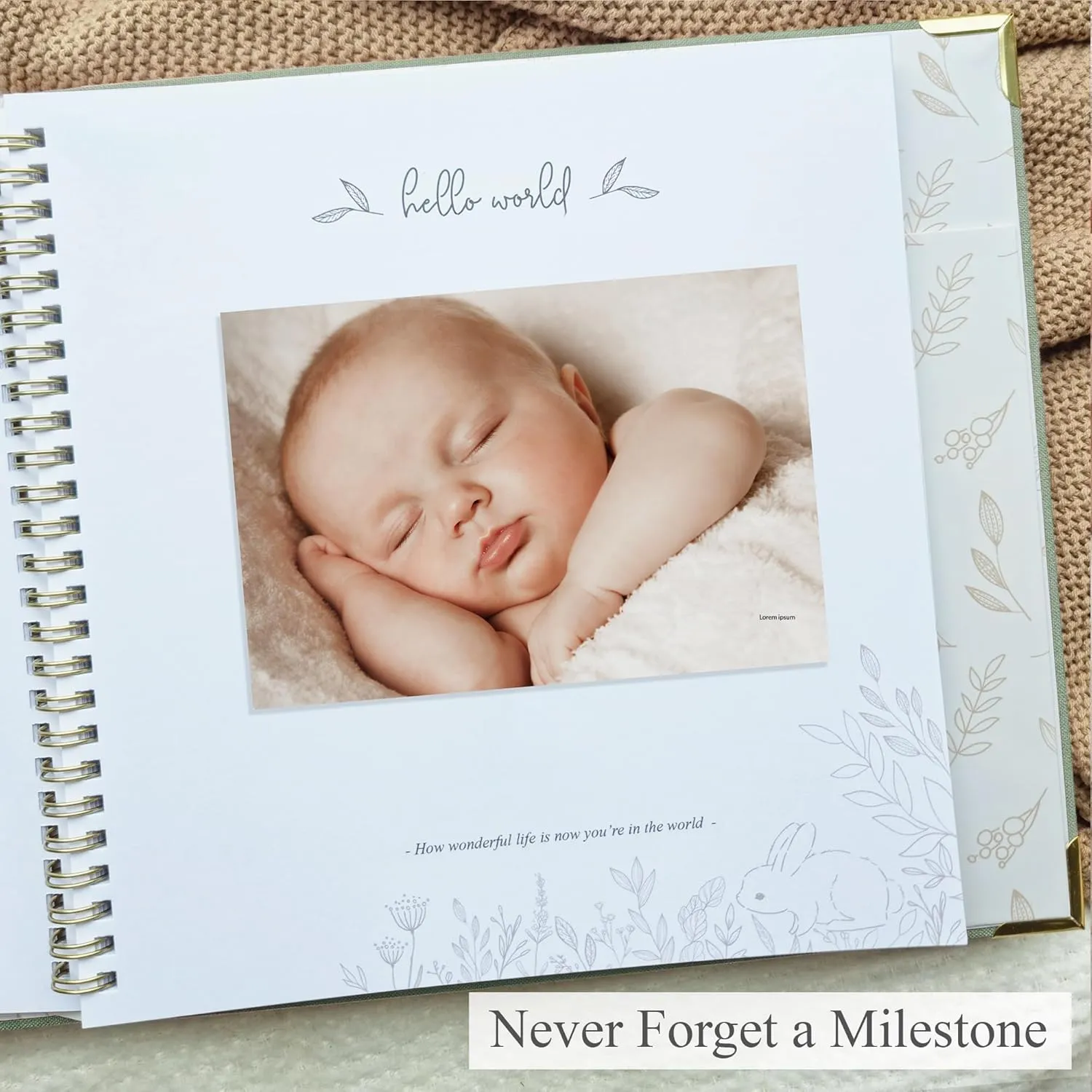 Baby Book Keepsake Boy or Girl Timeless Baby Memory Book First 5 Years for Baby Shower Gender Neutral Baby Scrapbook New Mom Gift Baby Journal from Birth to Age 5 Milestone Book Sage Green