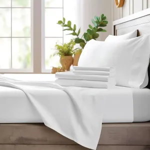 Bamboo Bay 4 Piece California King Size Sheet Set, 100% Viscose Made from Bamboo, Breathable, Ultra Soft Cooling Bed Sheets for Hot Sleepers, Beddings with Deep Pockets Fit 16" Mattress, White
