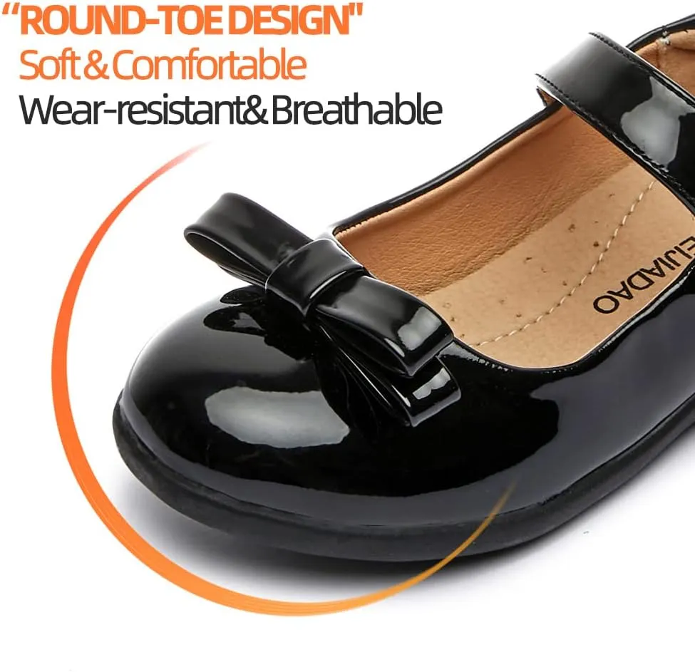 baobeijiadao Mary Jane Shoes for Girls Toddler School Uniform Shoes Bowknot Ballet Flats