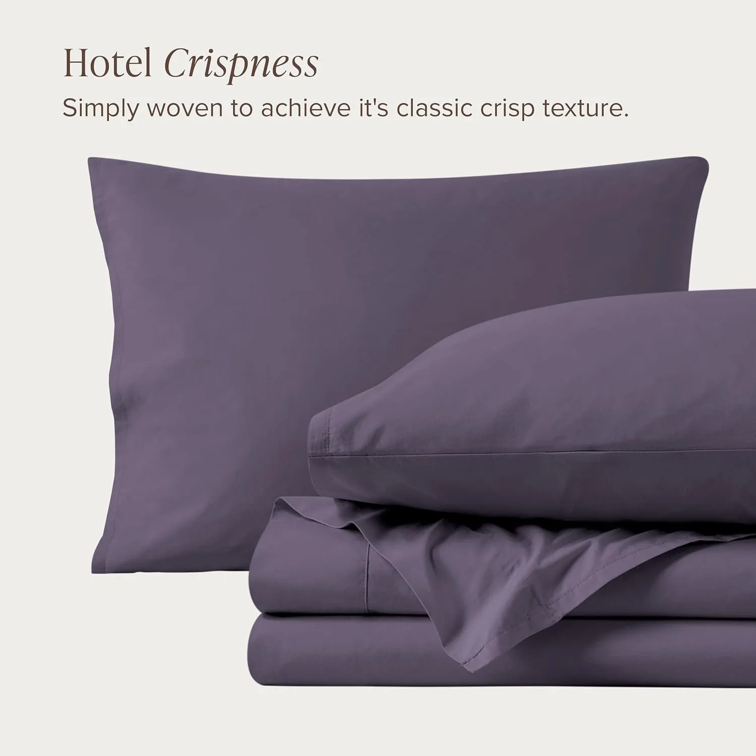 Bare Home 100% Organic Cotton Twin XL Sheet Set - Crisp Percale Weave - 260 Thread Count - Lightweight & Breathable - Bedding Sheets & Pillowcases (Twin XL, Dusty Purple)