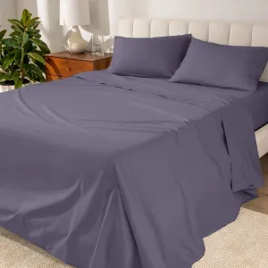 Bare Home 100% Organic Cotton Twin XL Sheet Set - Crisp Percale Weave - 260 Thread Count - Lightweight & Breathable - Bedding Sheets & Pillowcases (Twin XL, Dusty Purple)