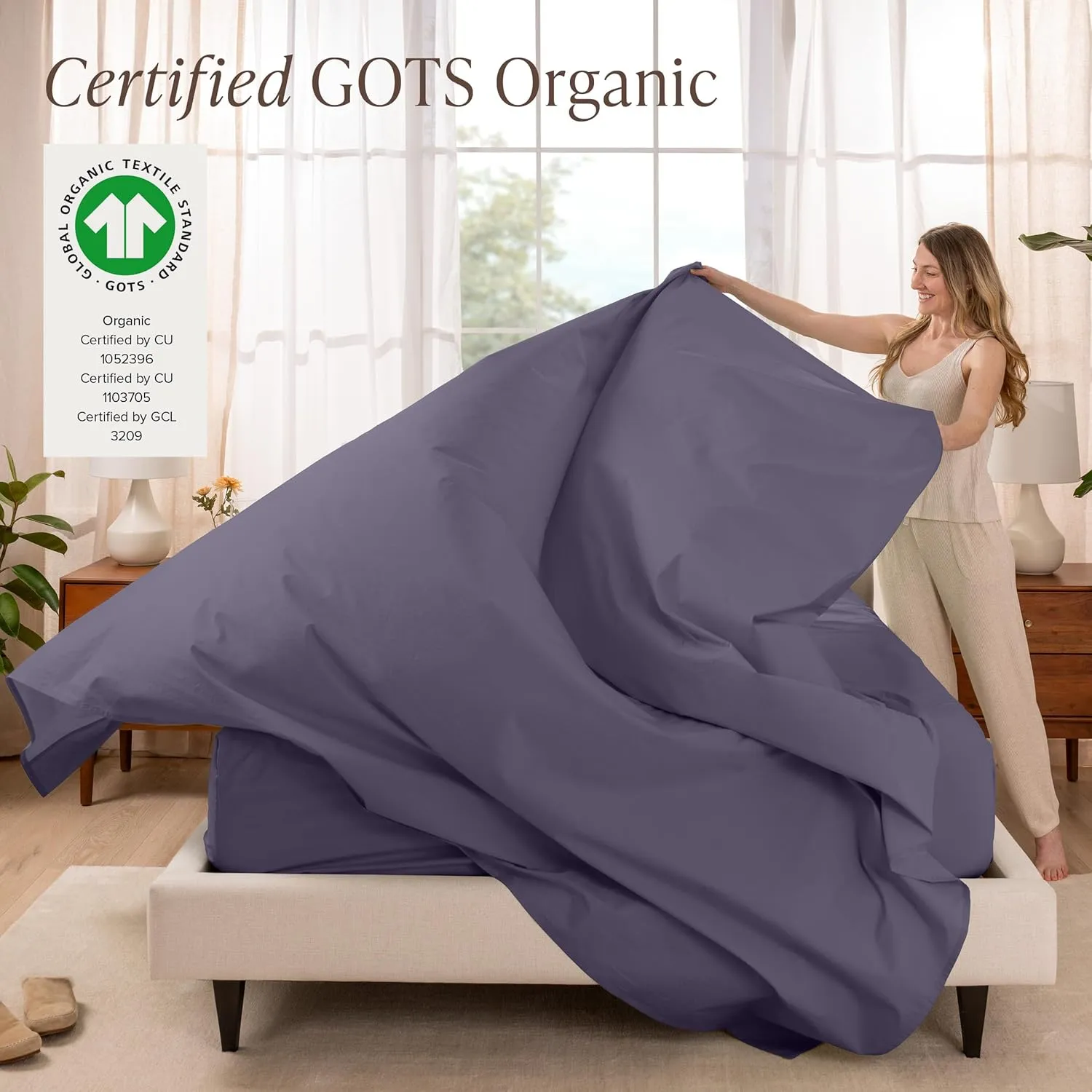 Bare Home 100% Organic Cotton Twin XL Sheet Set - Crisp Percale Weave - 260 Thread Count - Lightweight & Breathable - Bedding Sheets & Pillowcases (Twin XL, Dusty Purple)