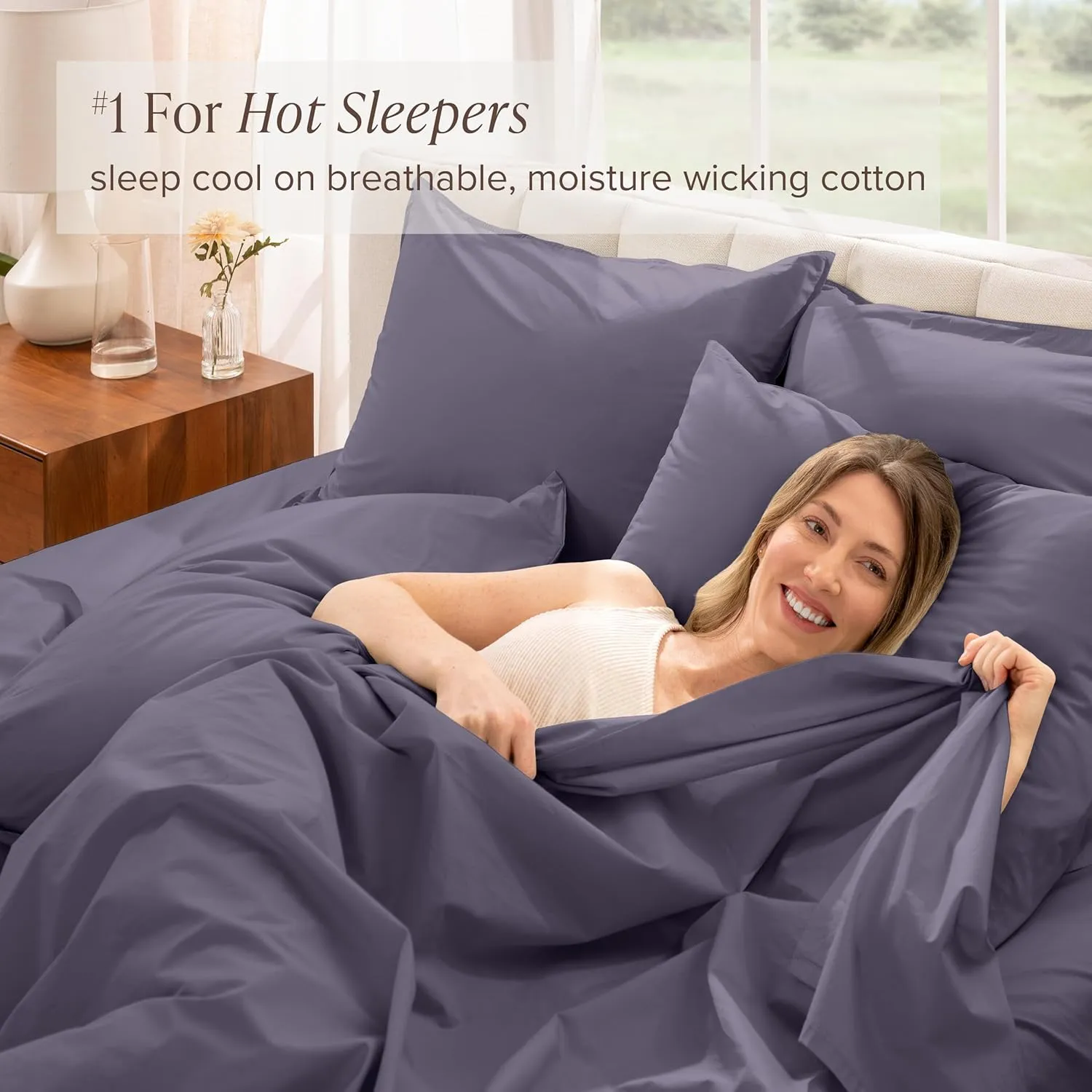 Bare Home 100% Organic Cotton Twin XL Sheet Set - Crisp Percale Weave - 260 Thread Count - Lightweight & Breathable - Bedding Sheets & Pillowcases (Twin XL, Dusty Purple)