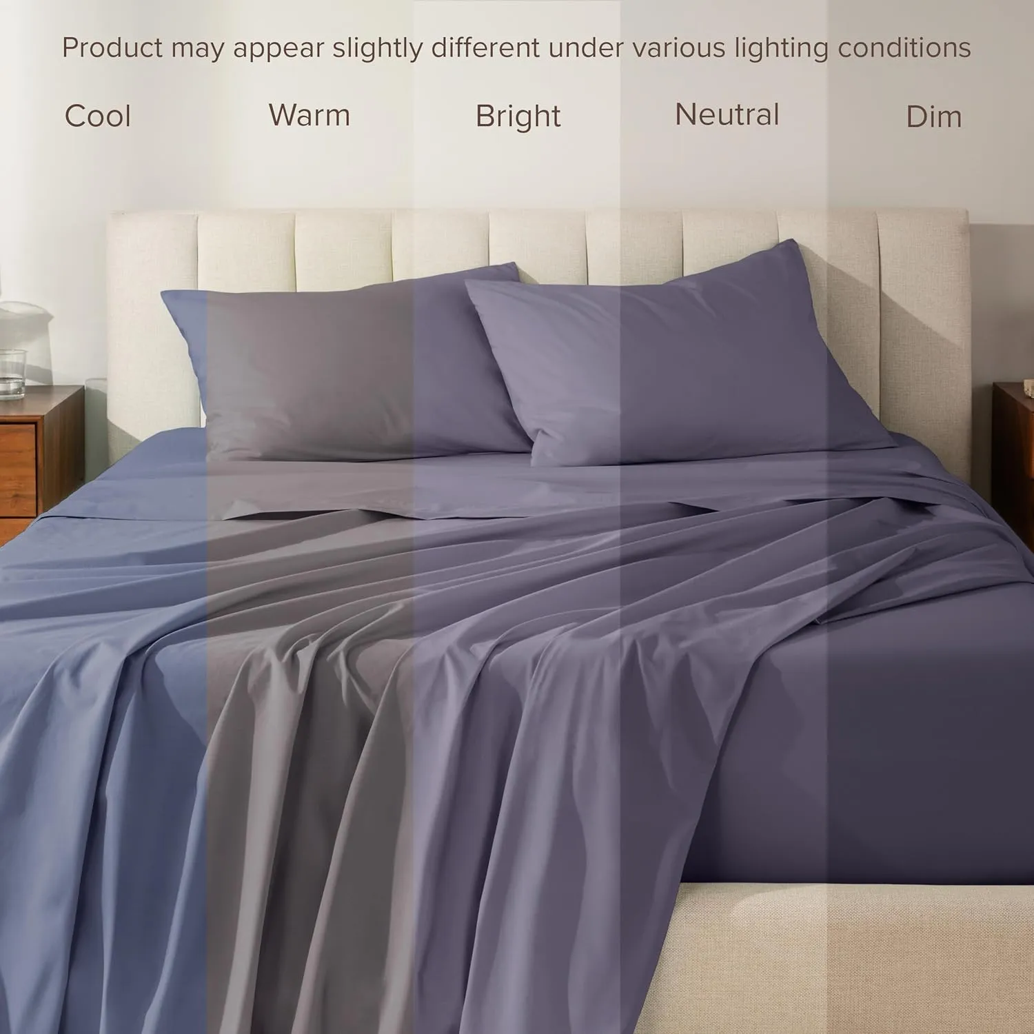Bare Home 100% Organic Cotton Twin XL Sheet Set - Crisp Percale Weave - 260 Thread Count - Lightweight & Breathable - Bedding Sheets & Pillowcases (Twin XL, Dusty Purple)