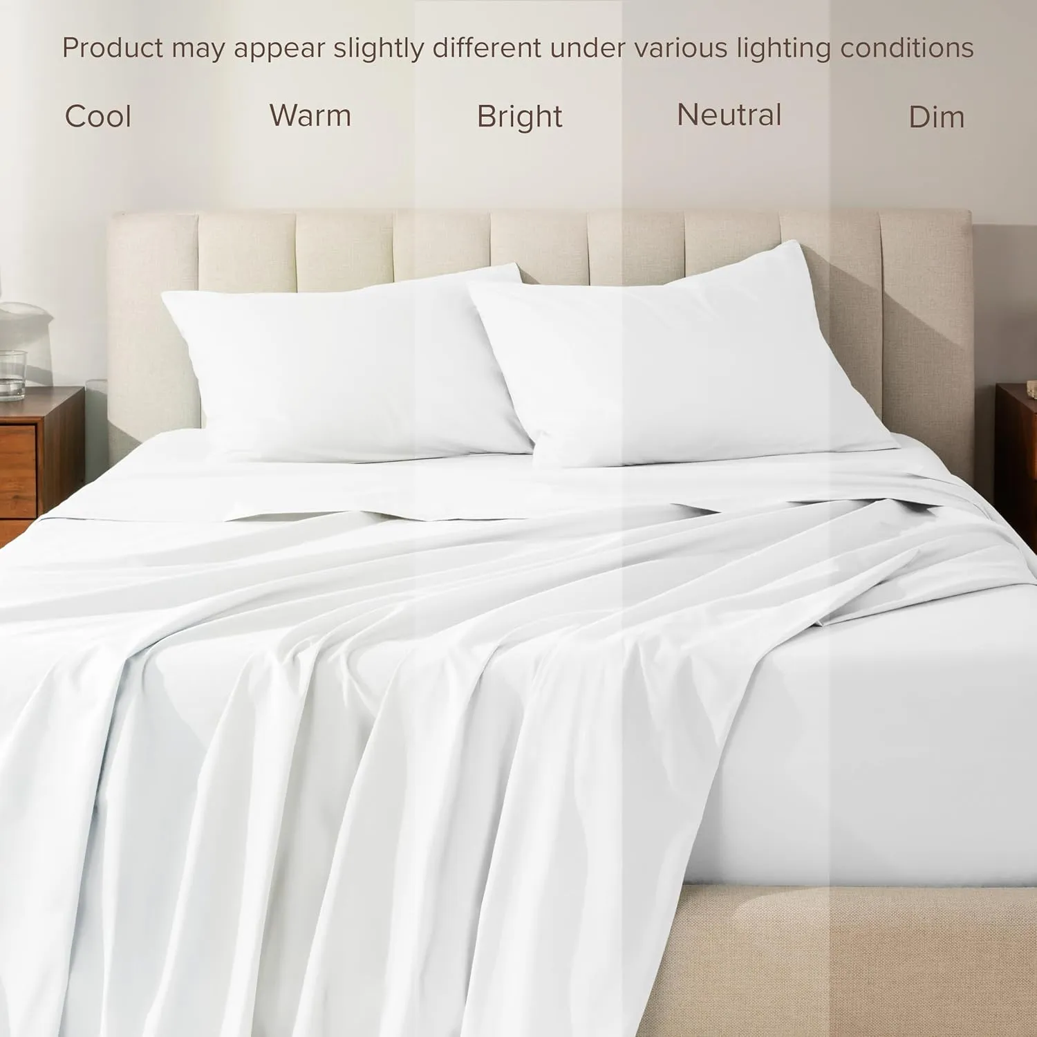 Bare Home 100% Organic Cotton Twin XL Sheet Set - Crisp Percale Weave - 260 Thread Count - Lightweight & Breathable - Bedding Sheets & Pillowcases (Twin XL, White)