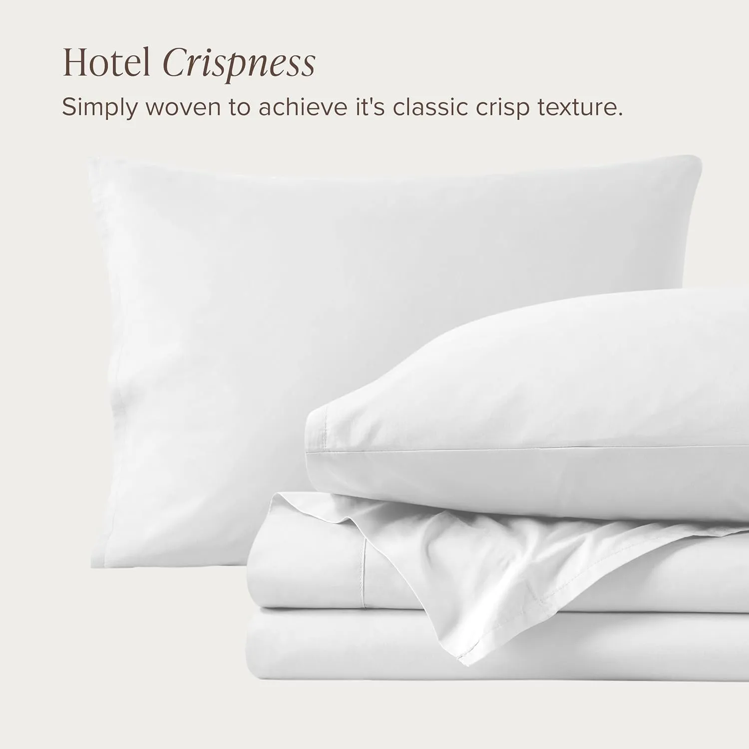 Bare Home 100% Organic Cotton Twin XL Sheet Set - Crisp Percale Weave - 260 Thread Count - Lightweight & Breathable - Bedding Sheets & Pillowcases (Twin XL, White)