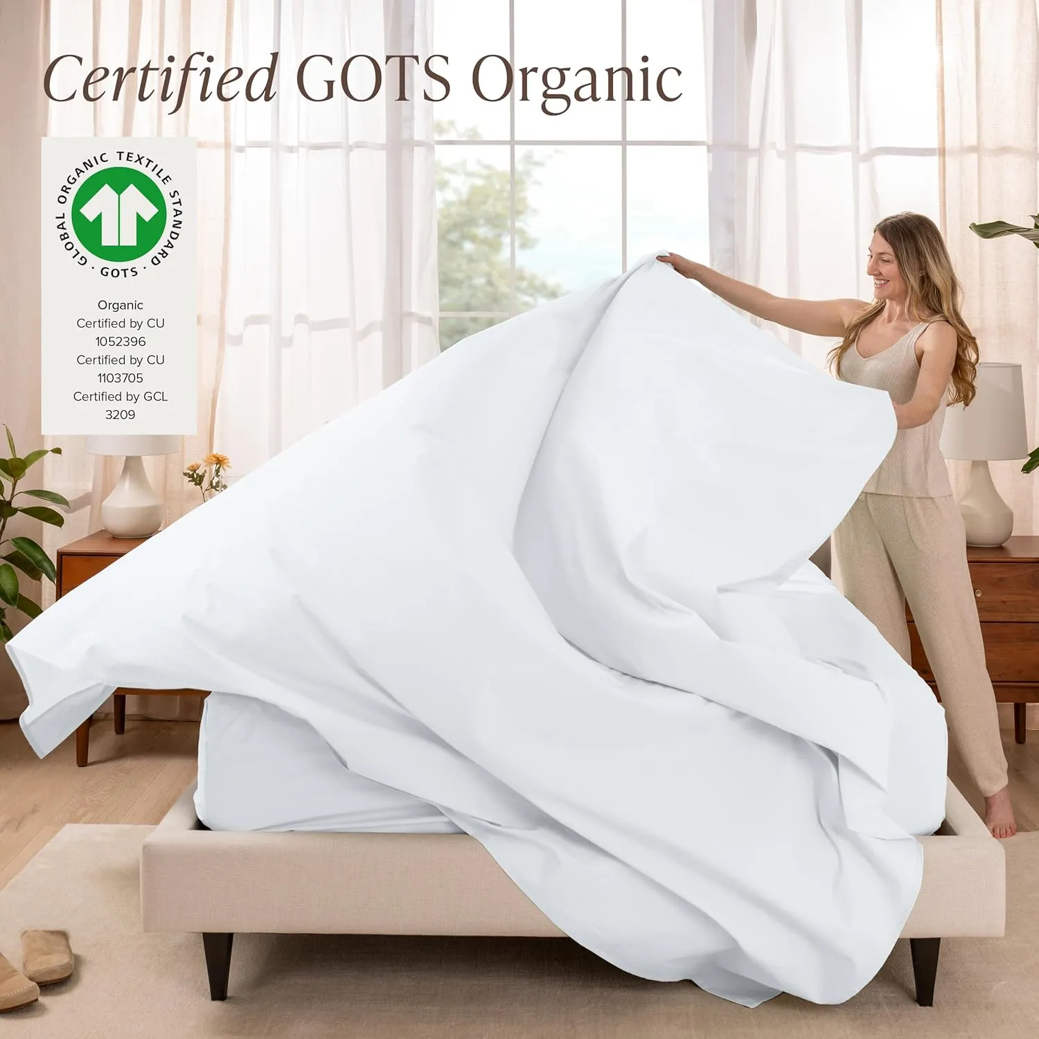 Bare Home 100% Organic Cotton Twin XL Sheet Set - Crisp Percale Weave - 260 Thread Count - Lightweight & Breathable - Bedding Sheets & Pillowcases (Twin XL, White)