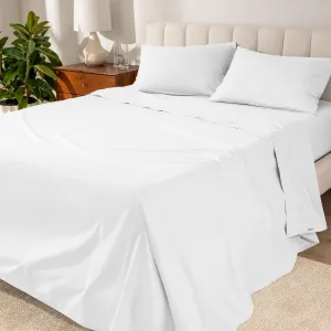 Bare Home 100% Organic Cotton Twin XL Sheet Set - Crisp Percale Weave - 260 Thread Count - Lightweight & Breathable - Bedding Sheets & Pillowcases (Twin XL, White)