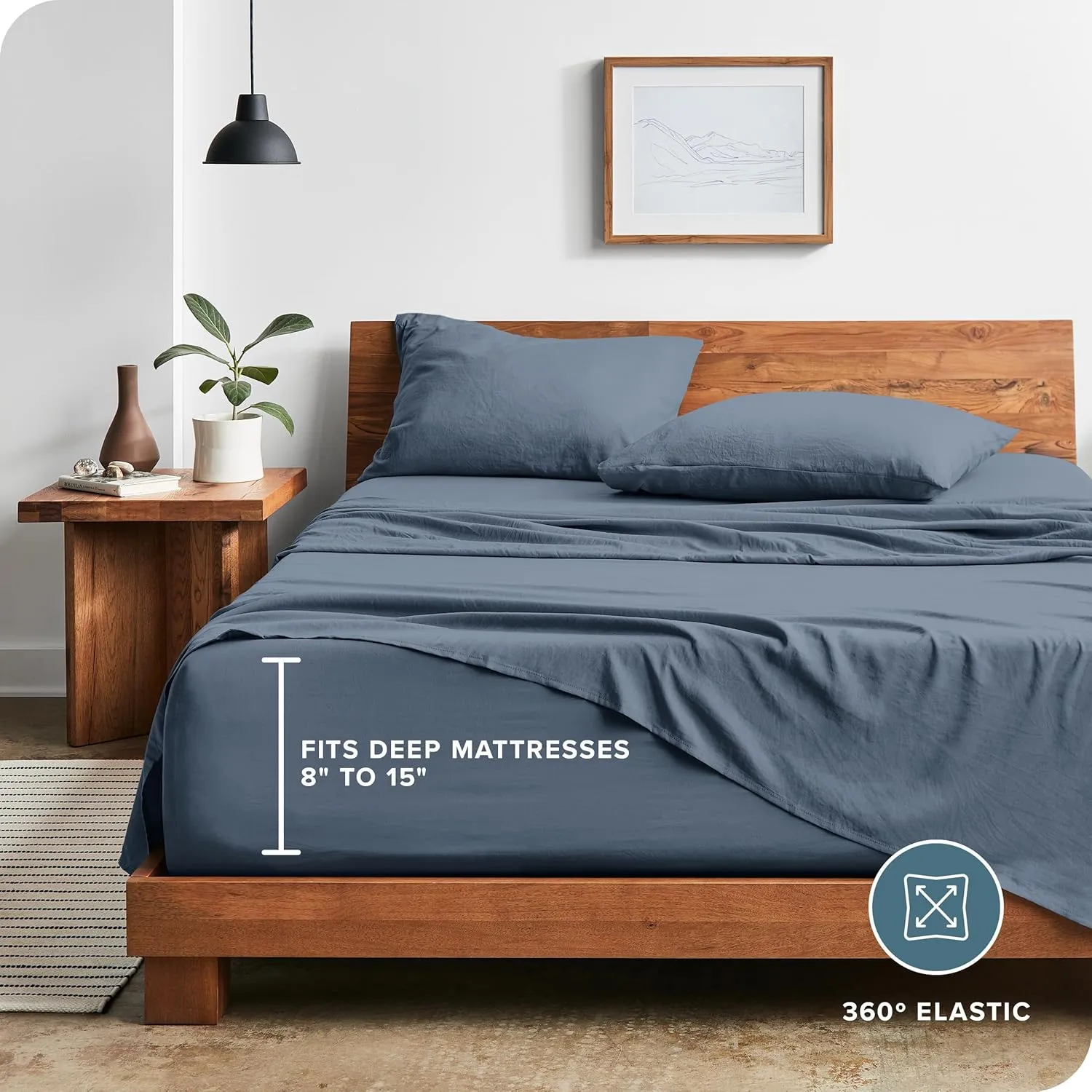 Bare Home Full Sheet Set - Luxury 1800 Ultra-Soft Stonewashed Microfiber - Double Brushed - Deep Pockets - Easy Fit - Breathable Bedding - Sheet Sets & Pillowcases (Full, Bering Sea)