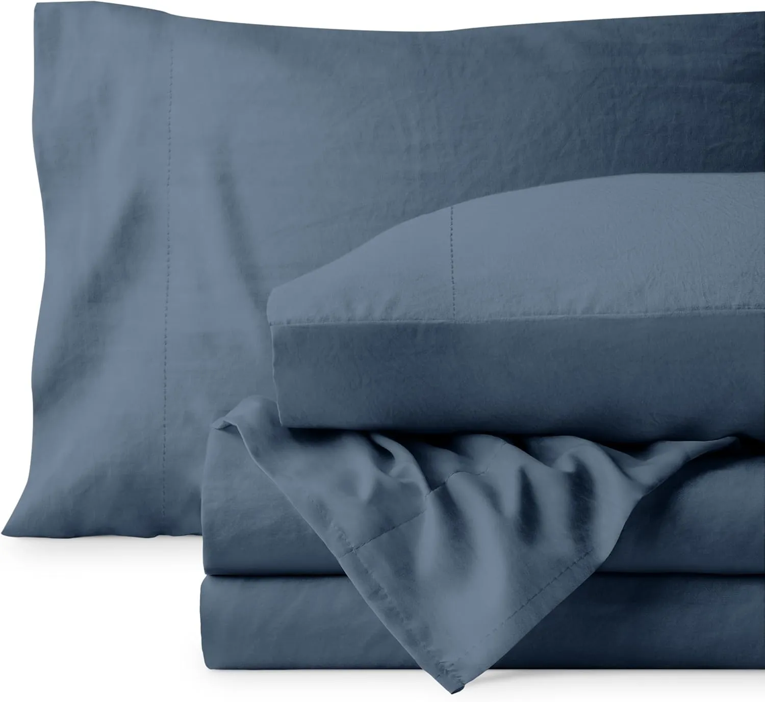 Bare Home Full Sheet Set - Luxury 1800 Ultra-Soft Stonewashed Microfiber - Double Brushed - Deep Pockets - Easy Fit - Breathable Bedding - Sheet Sets & Pillowcases (Full, Bering Sea)