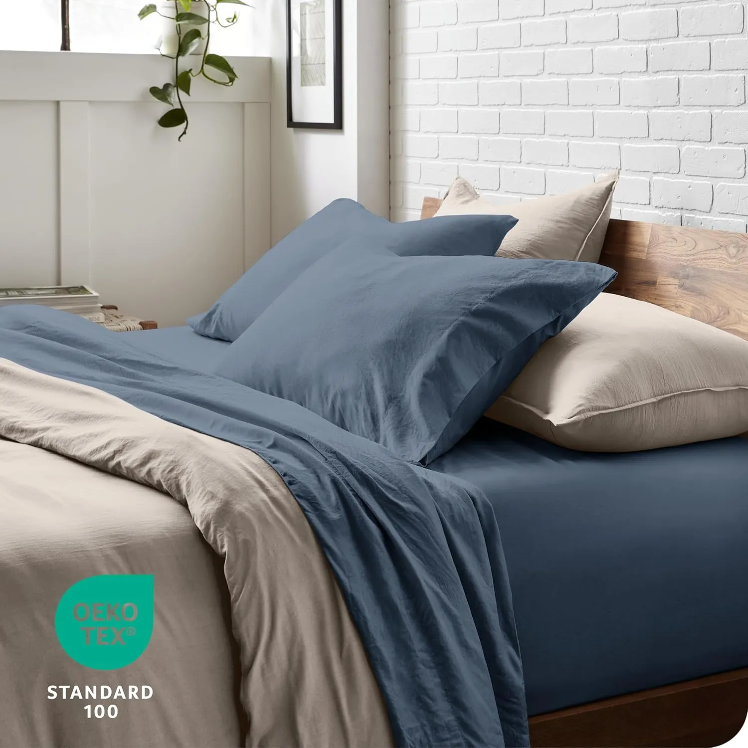 Bare Home Full Sheet Set - Luxury 1800 Ultra-Soft Stonewashed Microfiber - Double Brushed - Deep Pockets - Easy Fit - Breathable Bedding - Sheet Sets & Pillowcases (Full, Bering Sea)