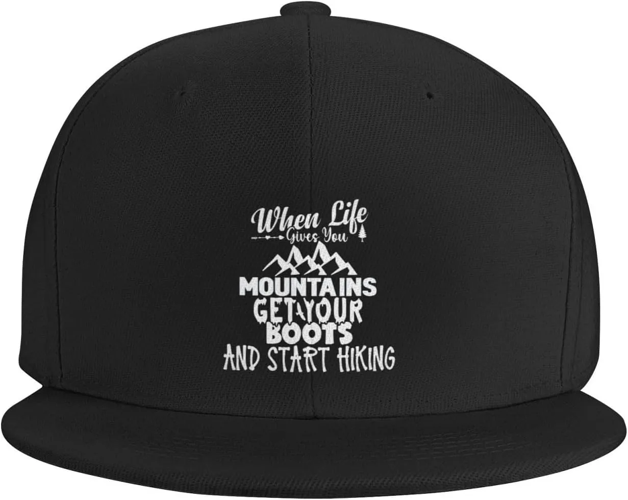 Baseball Cap When Life Gives You Mountains Put Your Boots On3 Vintage Adjustable Sports Hats Outdoor Caps Black