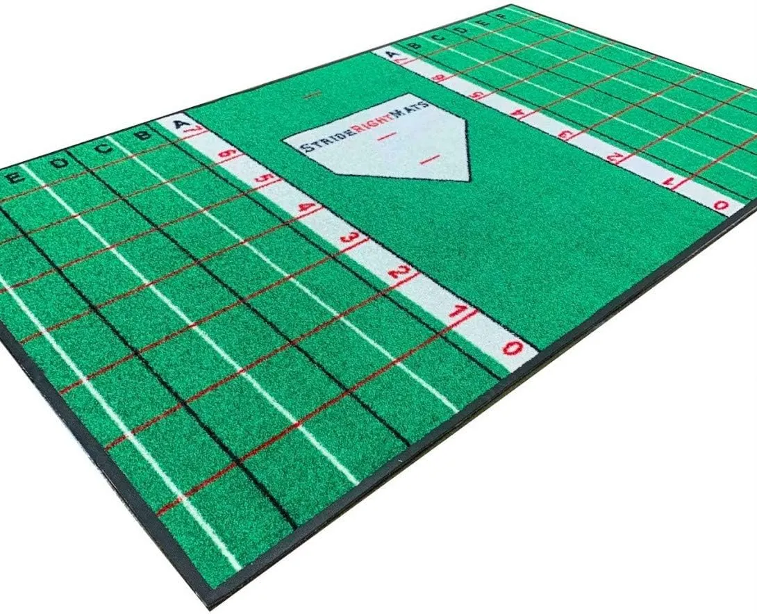 Baseball Softball Hitting Batting Mat | Dual Purpose Instructional Setup, Stance, Stride & Swing Training & Batting Mat | Youth Batter | Stride Right Mats