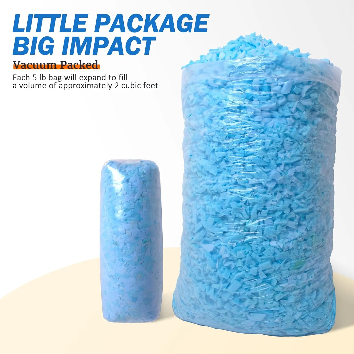 Bean Bag Filler 30lbs Bean Bag Filling Pillow Refill, Shredded Memory Foam Filling Material for Pouf Ottoman Couch Cushion Dog Bed Stuffed Animals and Art Crafts - Blue