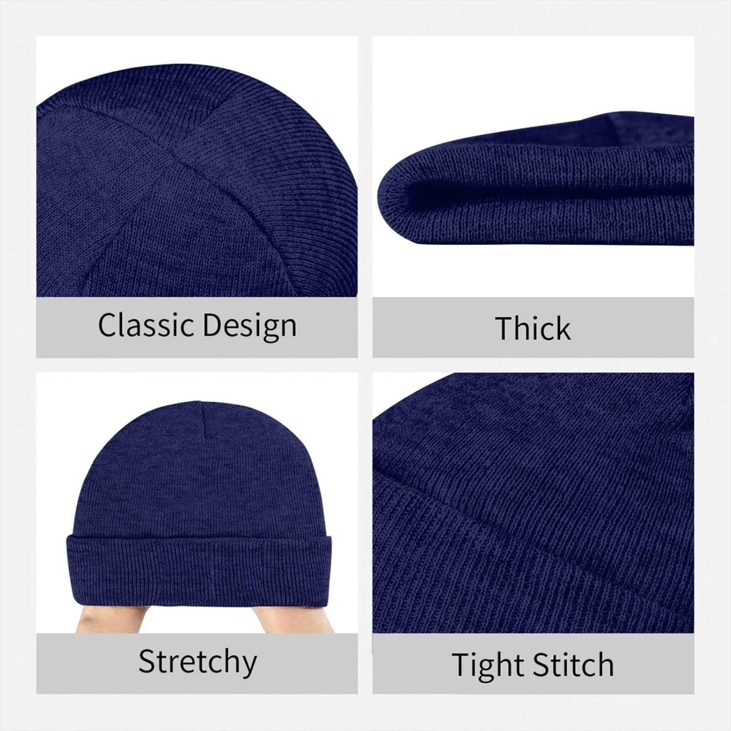 Beanie for Men Winter Hats for Women Knit Hat Great White Shark Beanie Soft Warm Cuffed Caps Stylish Watch Cap Black Beanie