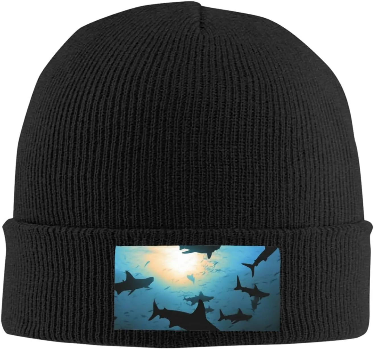 Beanie for Men Winter Hats for Women Knit Hat Hammerhead Sharks Beanie Soft Warm Cuffed Caps Stylish Watch Cap Black Beanie