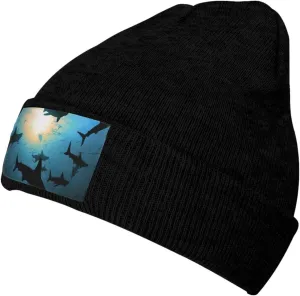 Beanie for Men Winter Hats for Women Knit Hat Hammerhead Sharks Beanie Soft Warm Cuffed Caps Stylish Watch Cap Black Beanie