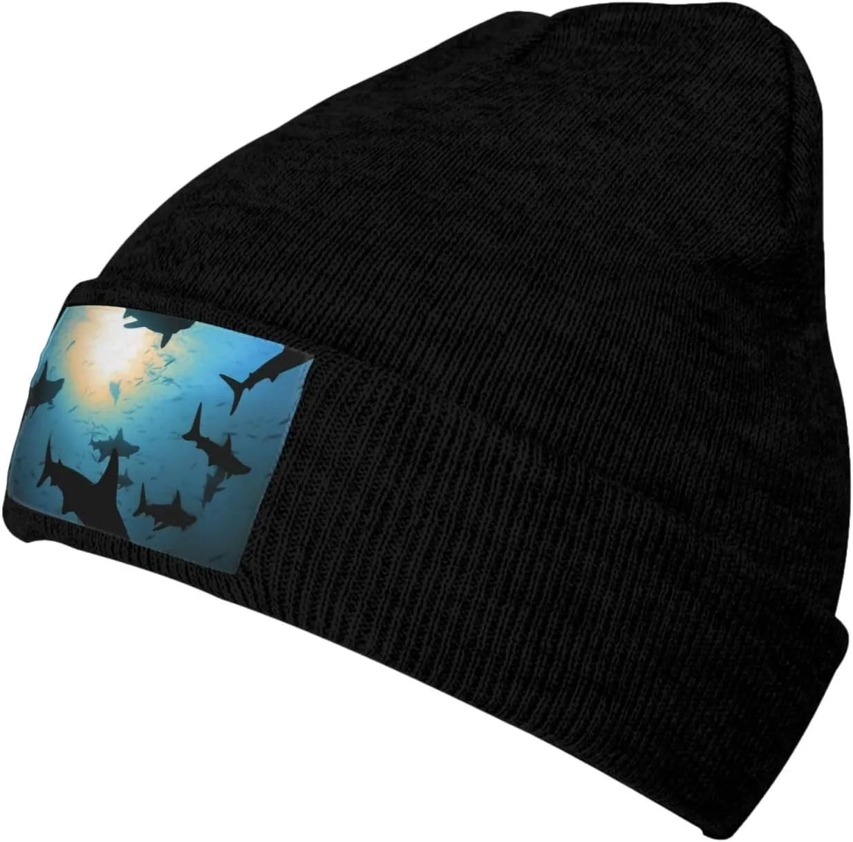 Beanie for Men Winter Hats for Women Knit Hat Hammerhead Sharks Beanie Soft Warm Cuffed Caps Stylish Watch Cap Black Beanie