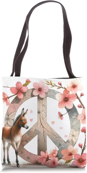 Beautiful Peace Sign Aesthetic Cherry Blossom Mule Tote Bag