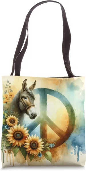 Beautiful Peace Sign Aesthetic Sunflower Mule Tote Bag