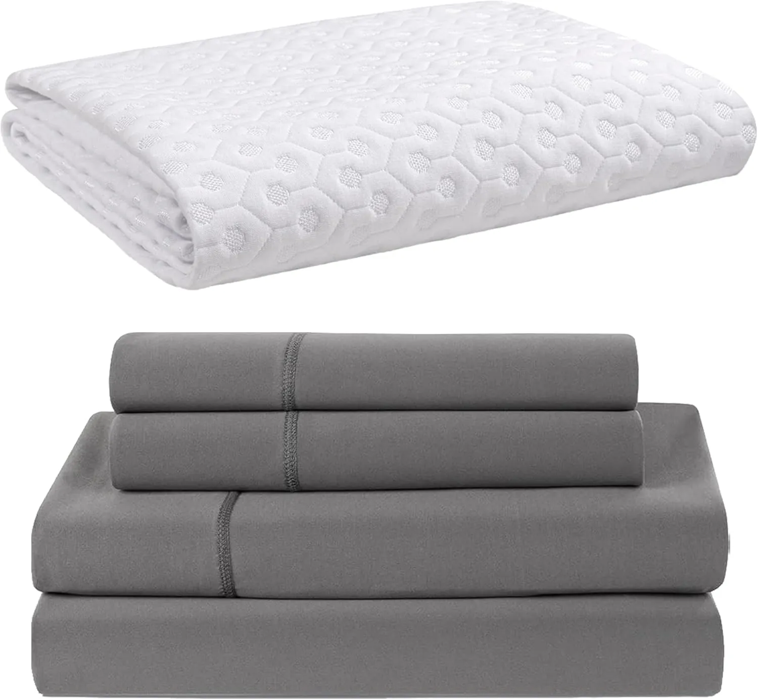 Bedgear Dri-Tec Performance Sleep Bundle - Queen Size - Moisture-Wicking, Waterproof, Temperature Regulating - Mattress Protector, Fitted Sheet, Flat Sheet, 2 Pillowcases - Machine Washable - Grey