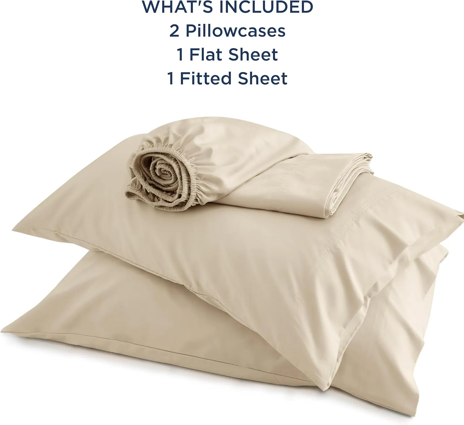 Bedsure King Size Sheet Set, Cooling Sheets King, Rayon Derived from Bamboo, Deep Pocket Up to 16", Breathable & Soft Bed Sheets, Hotel Luxury Silky Bedding Sheets & Pillowcases, Beige