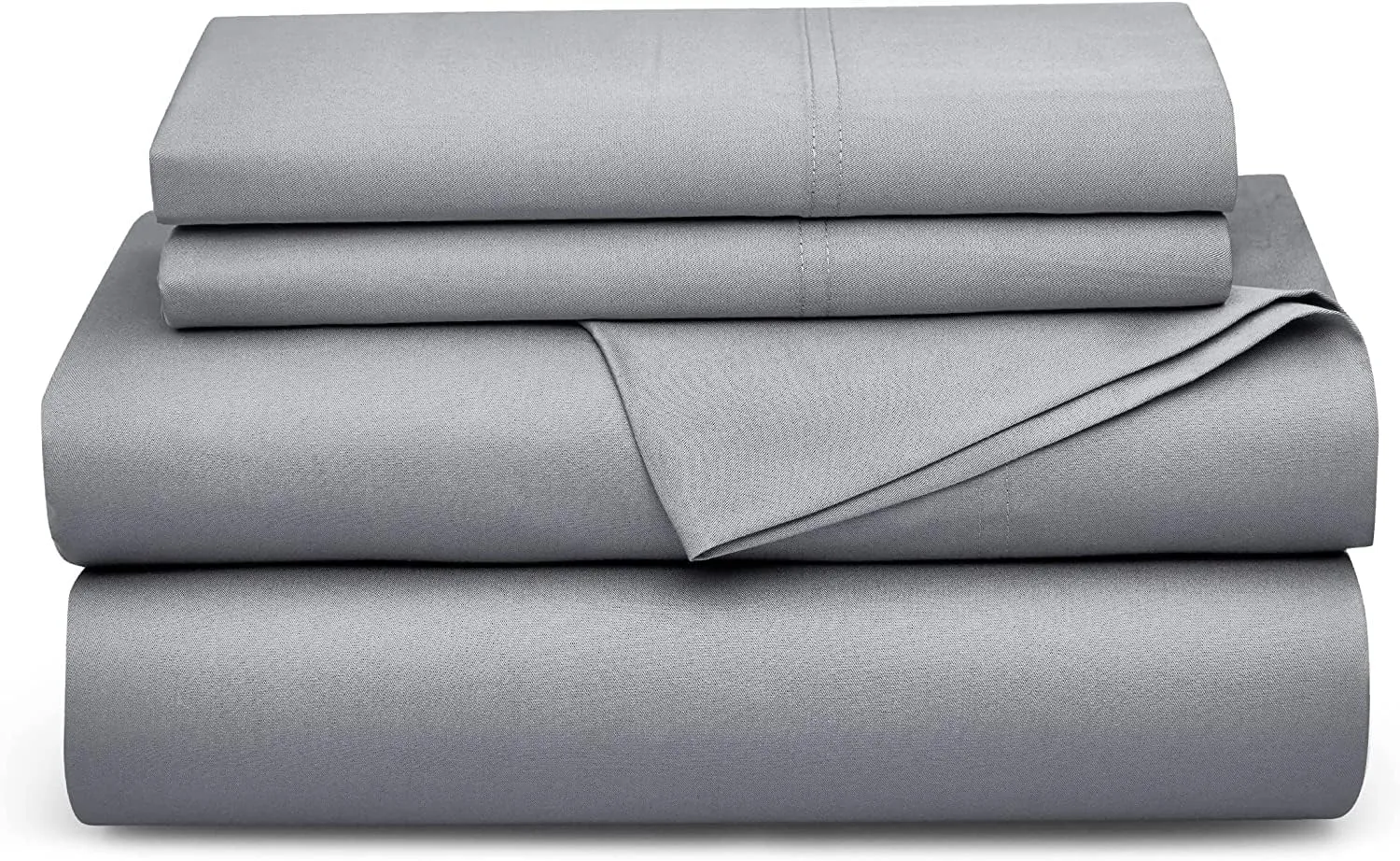 Bedsure King Size Sheet Set, Cooling Sheets King, Rayon Derived from Bamboo, Deep Pocket Up to 16", Breathable & Soft Bed Sheets, Hotel Luxury Silky Bedding Sheets & Pillowcases, Silver Grey