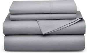 Bedsure King Size Sheet Set, Cooling Sheets King, Rayon Derived from Bamboo, Deep Pocket Up to 16", Breathable & Soft Bed Sheets, Hotel Luxury Silky Bedding Sheets & Pillowcases, Silver Grey