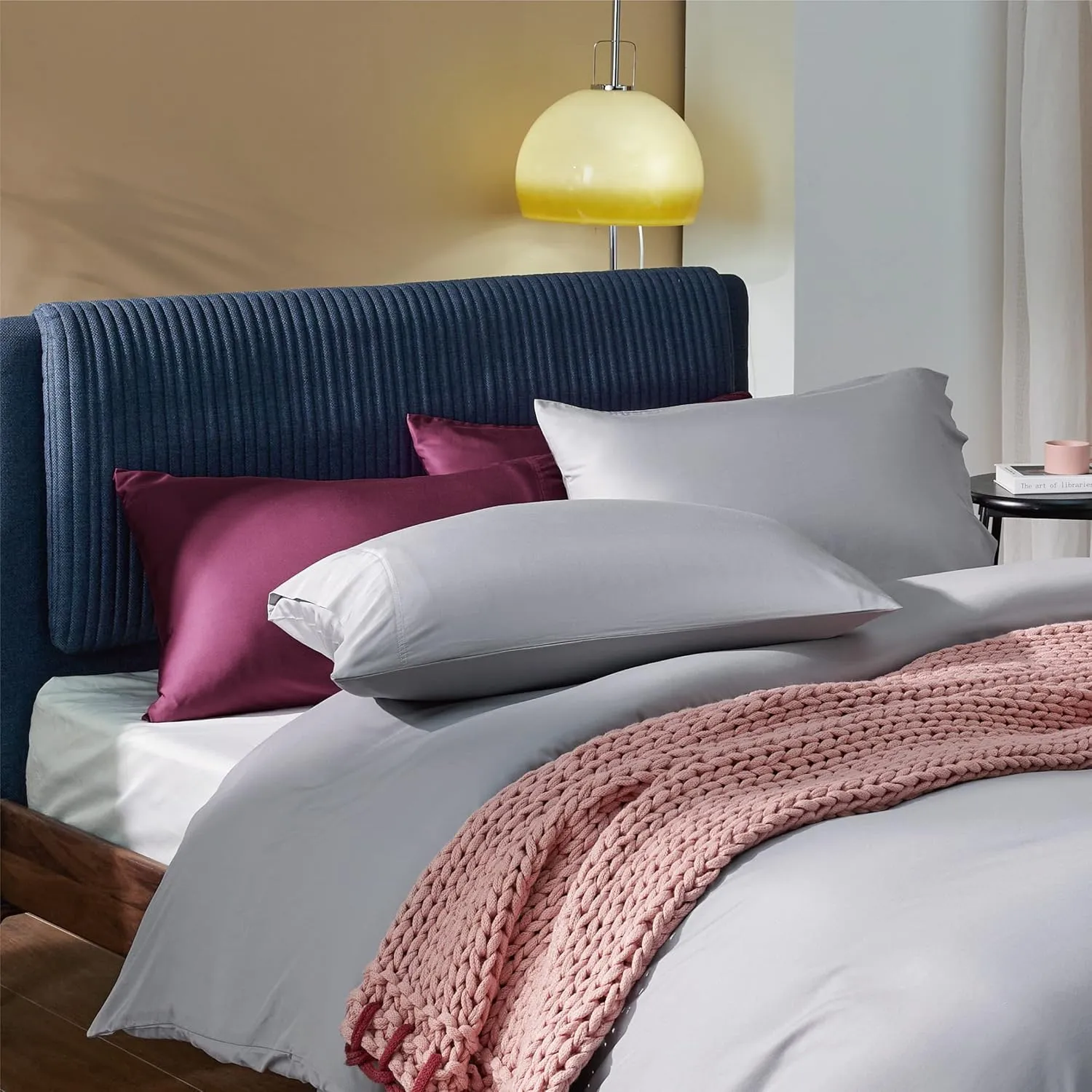 Bedsure King Size Sheet Set, Cooling Sheets King, Rayon Derived from Bamboo, Deep Pocket Up to 16", Breathable & Soft Bed Sheets, Hotel Luxury Silky Bedding Sheets & Pillowcases, Silver Grey