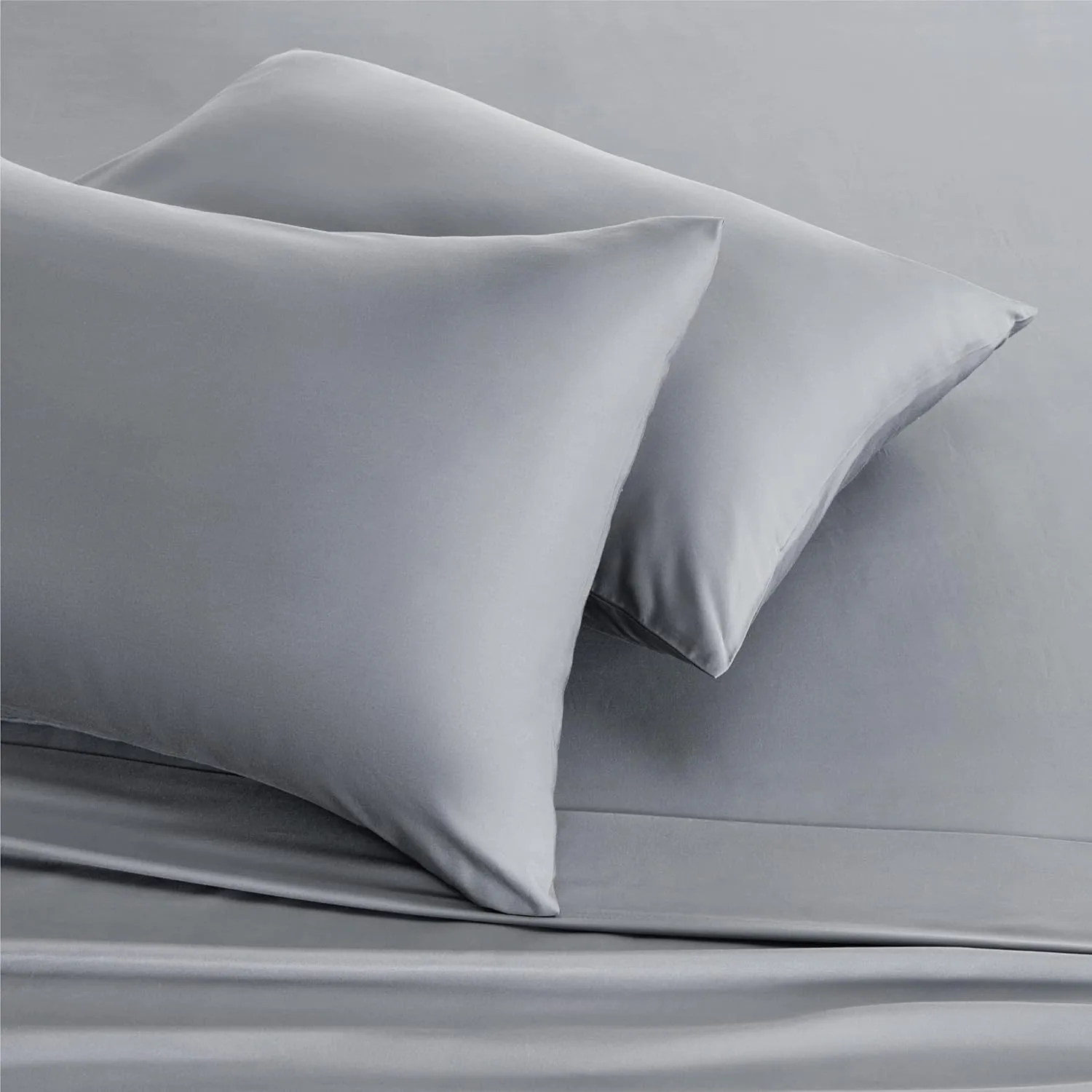 Bedsure King Size Sheet Set, Cooling Sheets King, Rayon Derived from Bamboo, Deep Pocket Up to 16", Breathable & Soft Bed Sheets, Hotel Luxury Silky Bedding Sheets & Pillowcases, Silver Grey