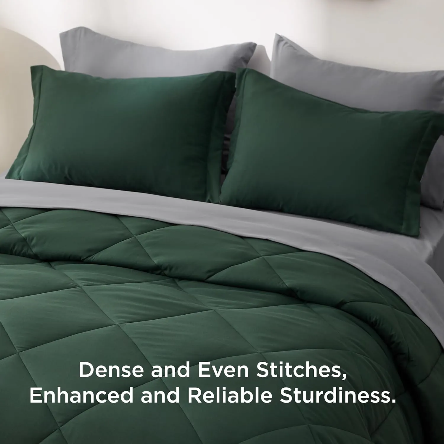 Bedsure Queen Comforter Set - 7 Pieces Reversible Forest Green Bedding, Queen Size Bed Set for All Seasons, Bed in a Bag with Down Alternative Comforter, Sheets, Pillowcases & Shams