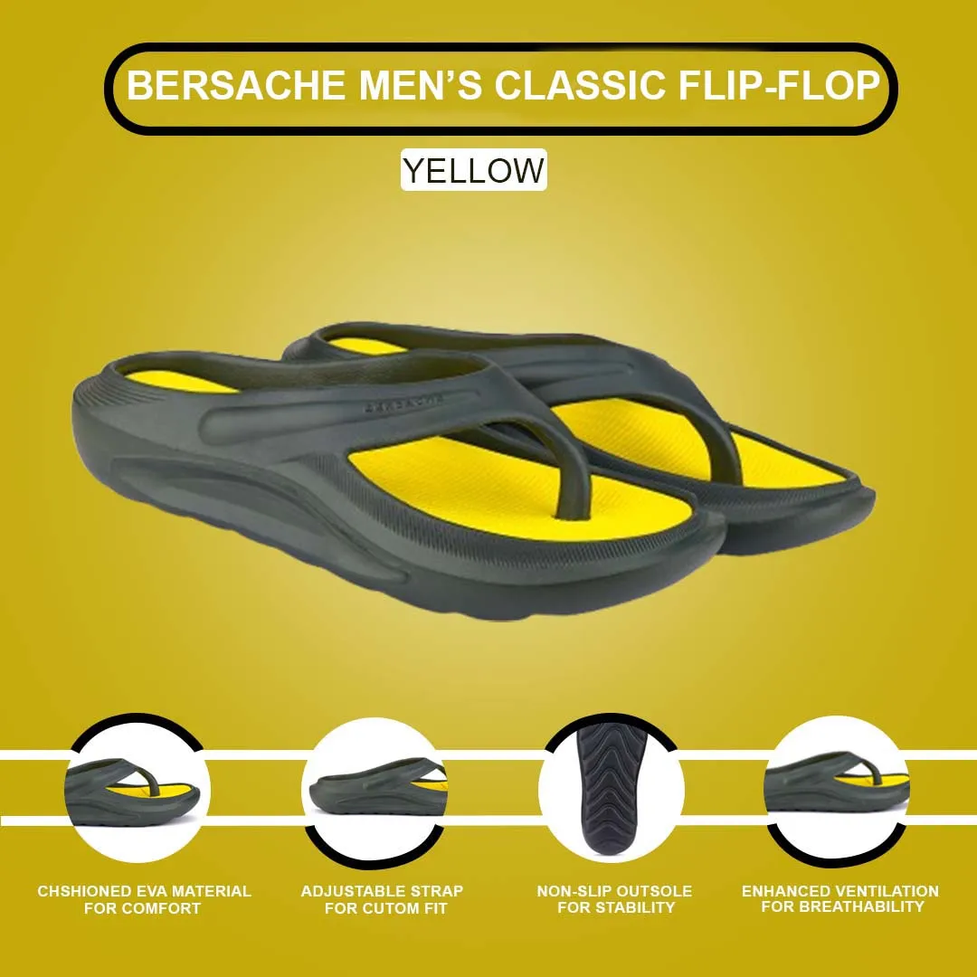 Bersache Extra Soft Classic Casual with  Regular wear with Ultra Soft & Flexibility Technology Flip Flop for Men's & Boy's (6177-Yellow)
