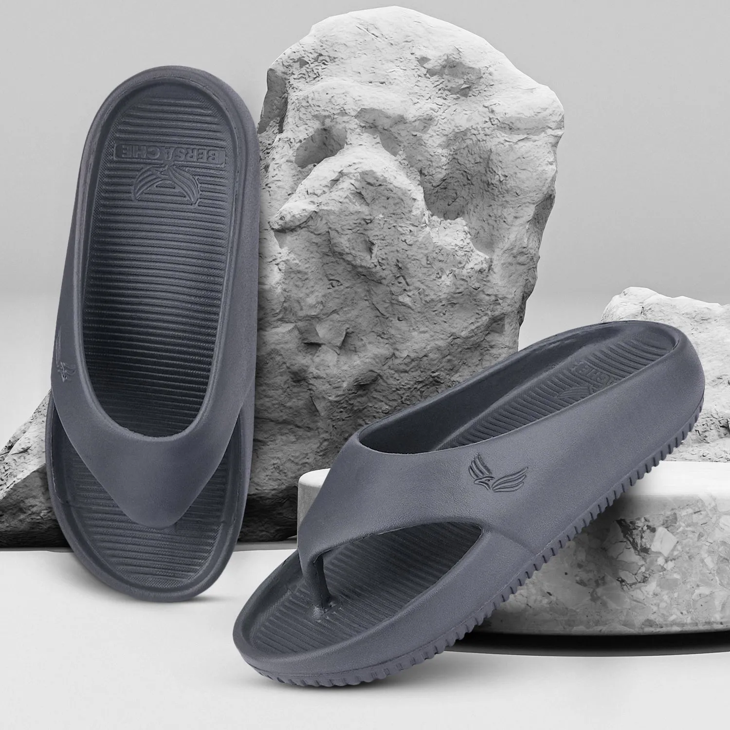 Bersache Extra Soft Classic Casual with  Regular wear with Ultra Soft & Flexibility Technology Flip Flop for Men's & Boy's (6191-Grey)