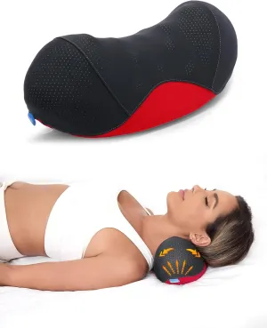Bespilow Patented Dual-Layer Cervical Neck Roll Pillow – Massage Nub Top   Firm Memory Foam Base,Ergonomic Contour Support,Cooling Breathable Case– Relieves Neck Pain from Office,Travel & Poor Posture