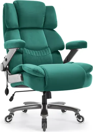 Big and Tall Office Chair 700lbs- Fabric High Back Executive Computer Chair with Adjustable Lumbar Support 3D Flip Arms Plus Size Rubber Wheels- Extra Wide Large Desk Chairs, Heavy Duty Metal Base