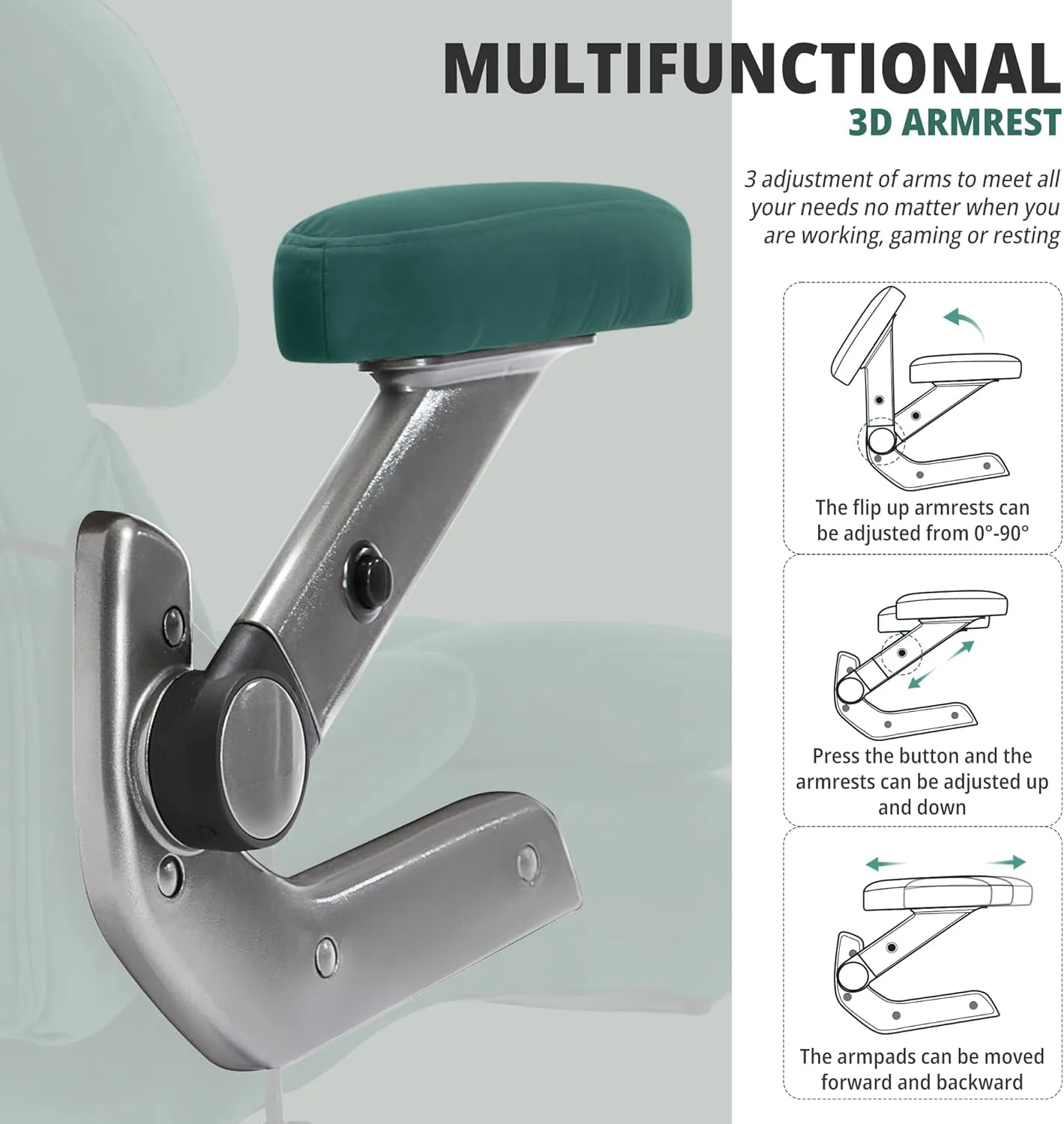 Big and Tall Office Chair 700lbs- Fabric High Back Executive Computer Chair with Adjustable Lumbar Support 3D Flip Arms Plus Size Rubber Wheels- Extra Wide Large Desk Chairs, Heavy Duty Metal Base