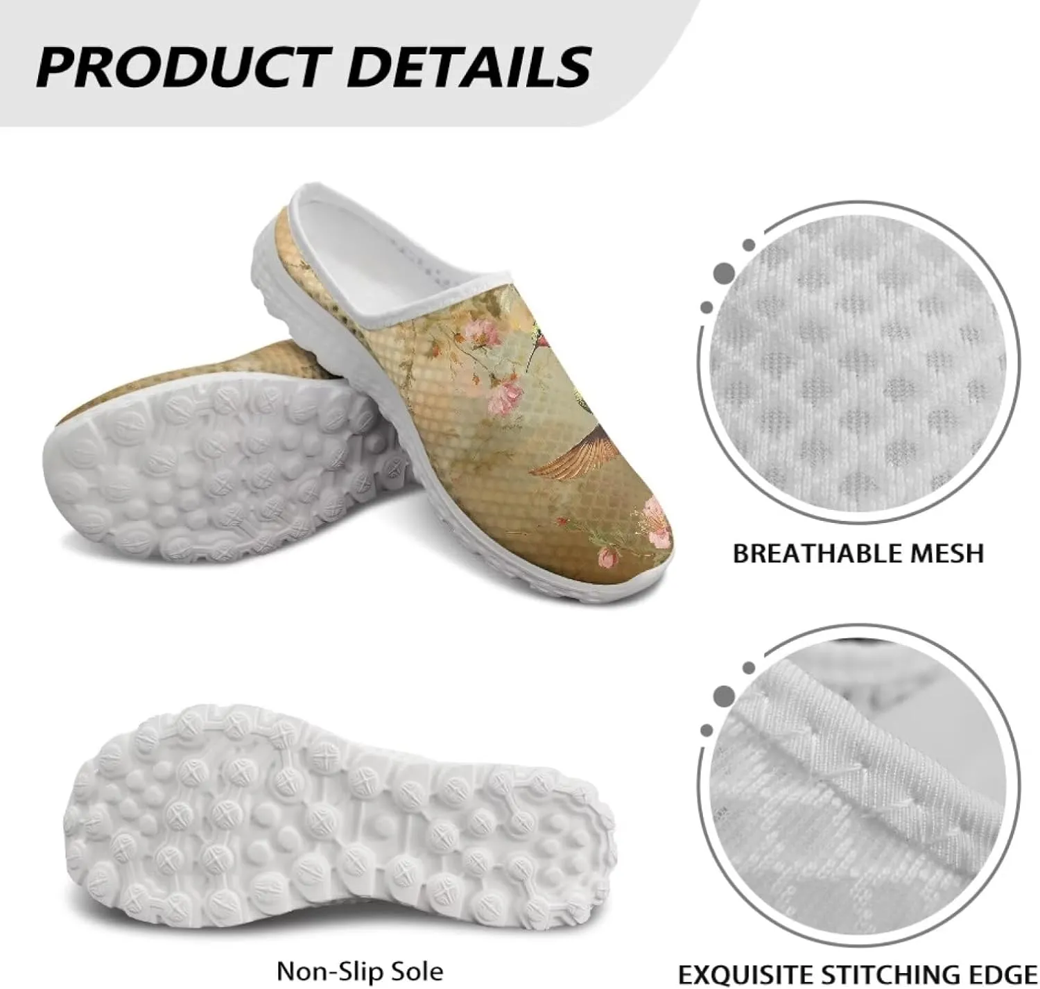 Binienty Womens Mule Shoes Slip on Mesh Garden Clogs Fashion Four Seasons Walking Shoe Outdoor Footwear