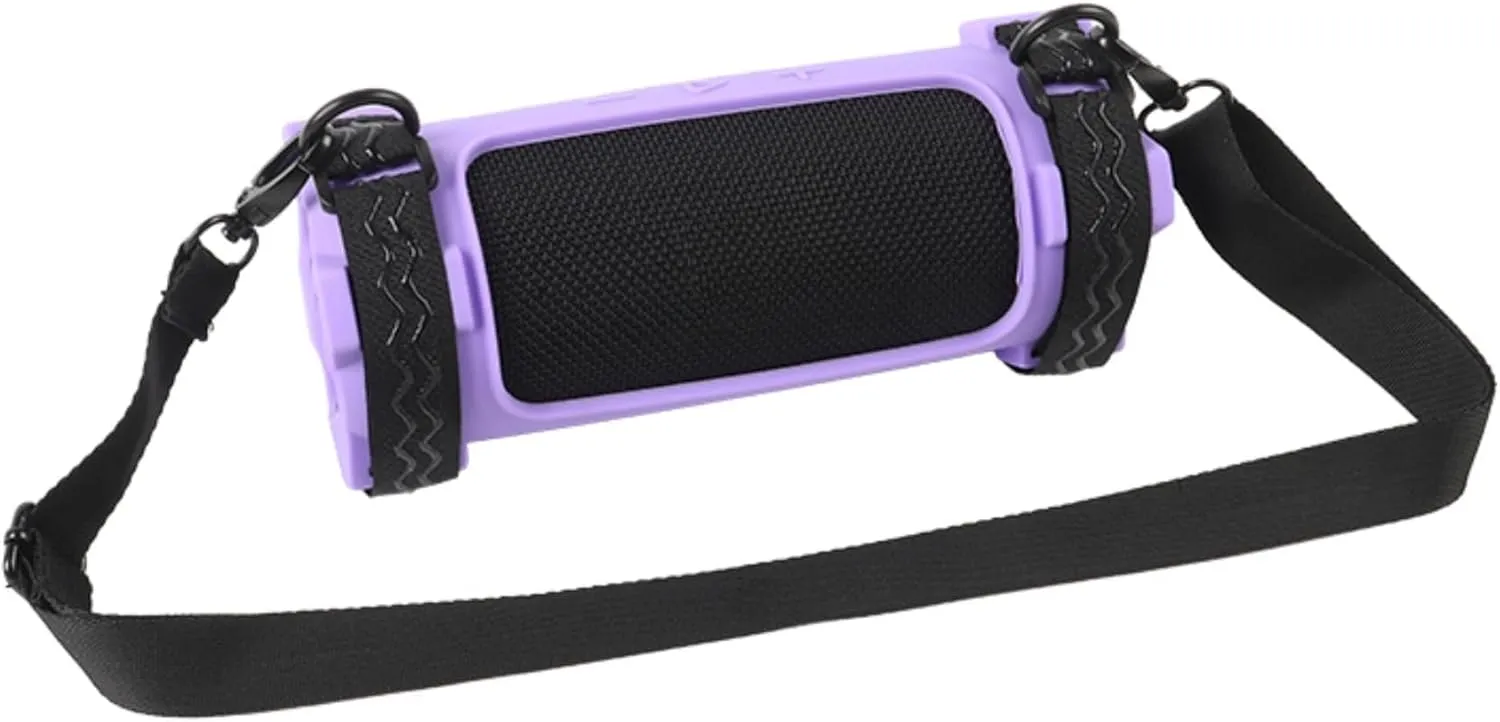 Bluetooth Speaker Silicone Protective Case Carrying Holder for JBL FLIP 7 Speaker Durable Storage Bag Pouch Portable Gel Soft Skin Rubber Cover with Shoulder Strap and 2 Binding Straps