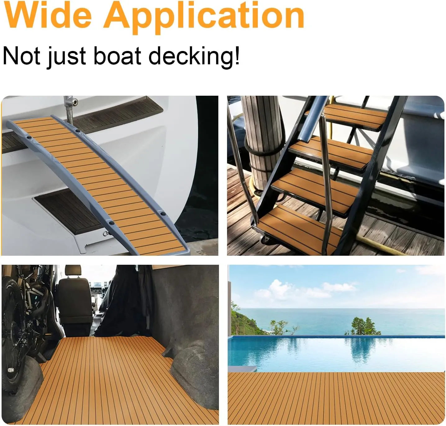 Boat Flooring EVA Foam Boat Decking 94" x70''/56''/45"/35" Non-Slip Boat Mat Self-Adhesive Foam Boat Deck Flooring Faux Teak Marine Mat for Pontoon Swim Platform Kayak Deck Yacht Jon Boat