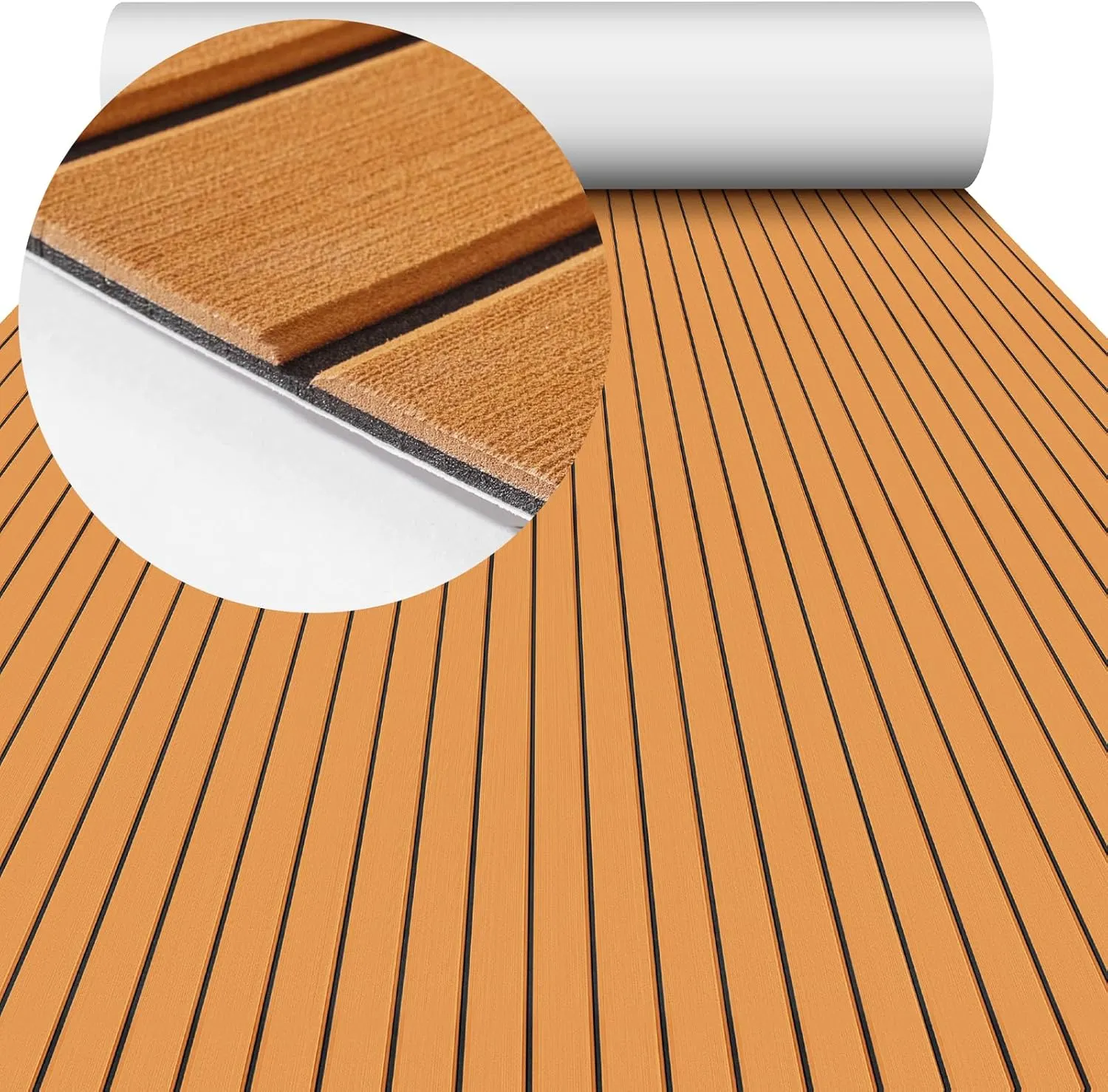 Boat Flooring EVA Foam Boat Decking 94" x70''/56''/45"/35" Non-Slip Boat Mat Self-Adhesive Foam Boat Deck Flooring Faux Teak Marine Mat for Pontoon Swim Platform Kayak Deck Yacht Jon Boat