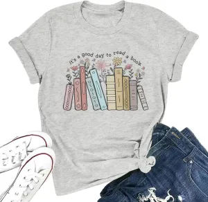 Book Lovers Reading Teacher Shirts for Women It's A Good Day to Read A Book Tshirt Bookworm Bookish Gifts Tees Tops